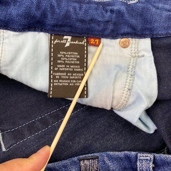 7 For All Mankind 'A' Pocket Dark Wash Low Rise Whiskered Boot Cut Jeans Size 27 - Picture 7 of 9